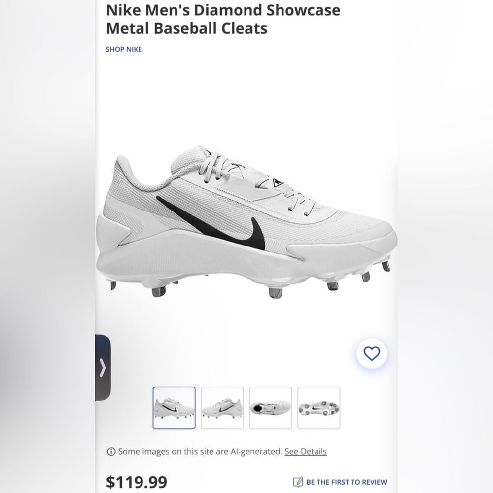 Nike Men’s Diamond Showcase Metal Baseball Cleats - M7 W8.5 - NEW WITH BOX